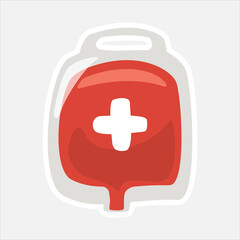 Blood Bag with Medical Cross Icon
