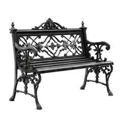 Vintage cast iron bench with intricate design and elegant details.
