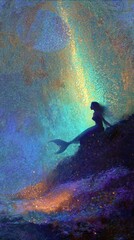 Fototapeta premium Fantasy mermaid art illustration painting.