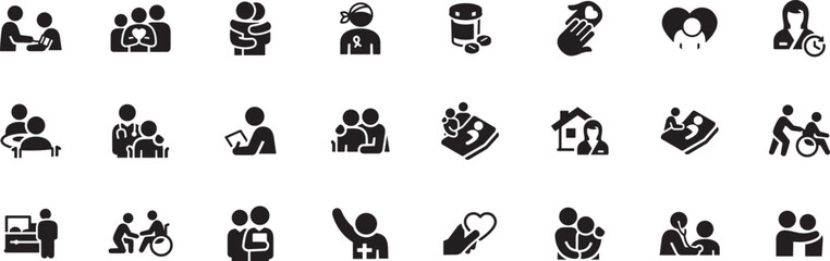 Doctor and Healthcare Worker Icon Set – Medical, Hospital, Doctor, Nurse, Healthcare, Patient, Treatment, Staff, Clinic, Uniform, Health, Support, Care, Safety, Icon