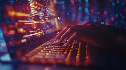 Coding on Laptop Cyber Security with Data, Technology, and Digital.