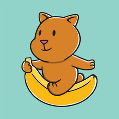 Mini Teddy Bear Riding a Giant Banana Boat