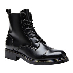 Leather boots ankle black isolated, Fashion footwear item, Designer outfit prop, Classic sole style, Stylish streetwear gear, Durable shoe piece