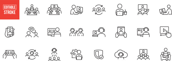 Teamwork and Collaboration Icon Set – Group, Meeting, People, Discussion, Partnership, Communication, Support, Strategy, Brainstorming, Office, Work, Idea, Talk, Cooperation, Icon