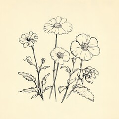 Flowers art illustration drawing.