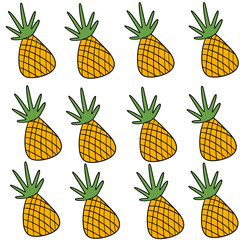 “Hand Drawn Pineapple Seamless Pattern on Beige Background” seamless background with pineapple,
