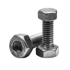 Close-up on Hardware: A detailed shot highlighting a single bolt and nut, essential components, meticulously presented against a clean backdrop to emphasize texture and form.