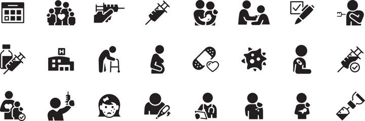 Pregnancy and Childbirth Vector Icon Set – Mother, Baby, Care, Health, Maternity, Expecting, Belly, Family, Female, Life, Medical, Parenting, Child, Prenatal, Icon