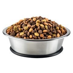 Bowl of Pet Food: Nutritious bowl of pet food, filled to the brim with a variety of kibble, showcasing a balanced diet and the vibrant colors of quality ingredients.