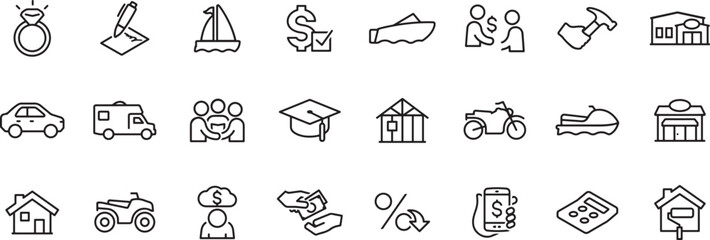 Naklejka premium Education & Financial Aid Icon Set – Graduation, Education Loan, Book, Scholarship, Finance, Learning, University, Degree