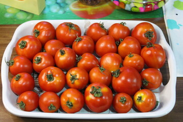 cherry fresh  tomatoes in a plate