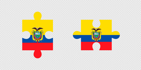Puzzle Pieces with Ecuador Flag.