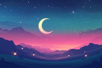 Fototapeta premium Night moon peaceful crescent.