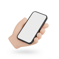 3D Cute Hand Holding Smartphone Icon – Pastel Minimalist UI Mockup.