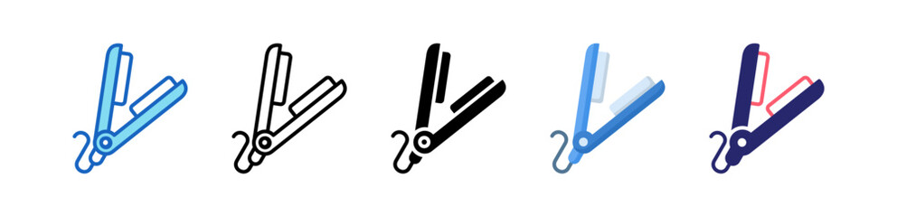 Curling Multiple Style Icon Set Collection. 