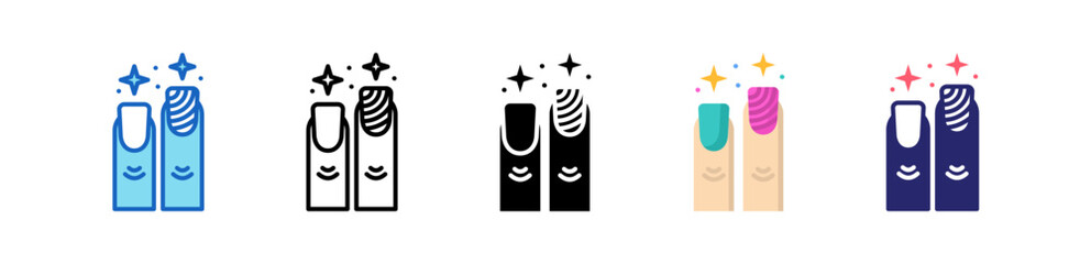 Nail Multiple Style Icon Set Collection. 
