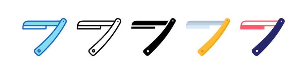 Straight Razor Multiple Style Icon Set Collection. 