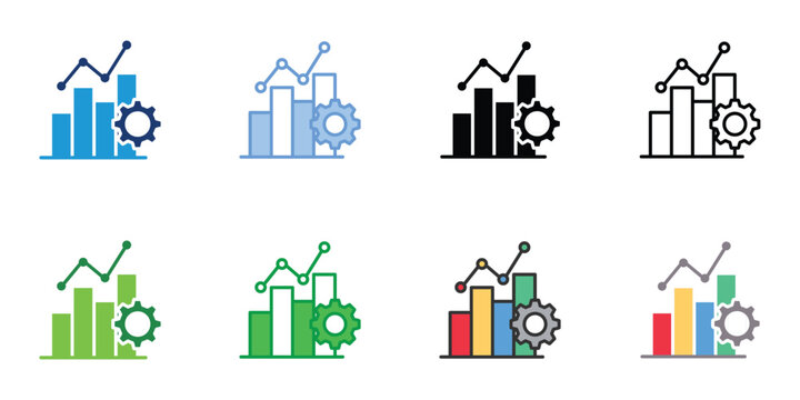 Productivity Icons Set Vector Multiple Style Collection