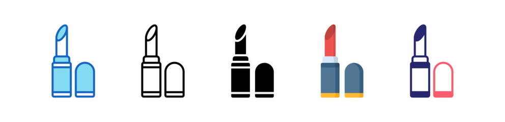 Lipstick Multiple Style Icon Set Collection. 