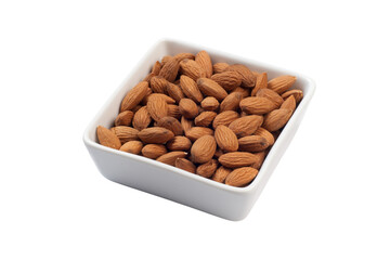 bowl of almonds isolated on white, transparent background