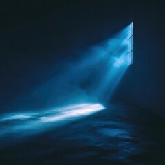 Fototapeta premium Light from a window, illuminating a dark room