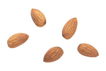 Raw almonds isolated on a white background