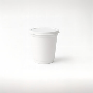 Paper food container mockup with lid, isolated on white background, blank and empty, perfect for ice cream, soup, or takeaway packaging and branding design presentations

