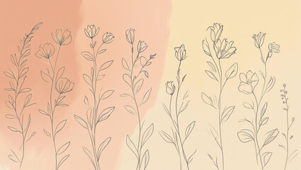 A seamless vector illustration of a vintage floral pattern with leaves and wheat, perfect for spring and summer decor or textile design