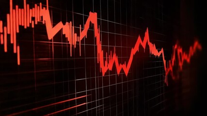 Red declining graph on a grid display