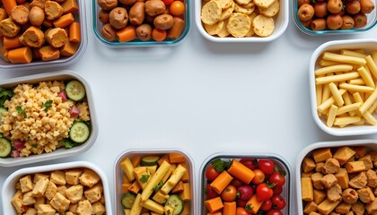 flat lay of thanksgiving leftovers in containers, suggesting the end of a happy meal.
