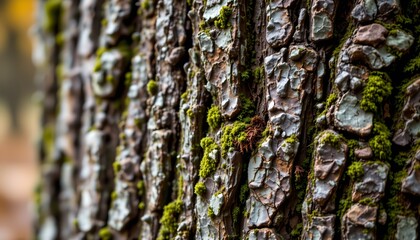 Obraz premium an abstract texture of tree bark with moss, close up, autumn mood.