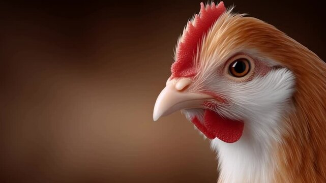 floral chicken portrait Realistic portrait of a dedicated chicken, close-up.