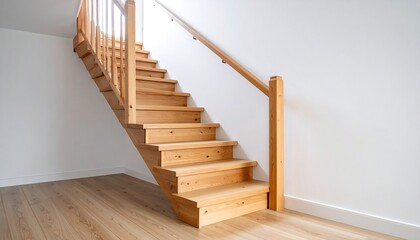 Light-filled wooden staircase in a modern home