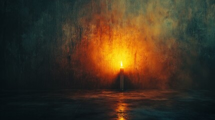 Naklejka premium Candle lighting ceremony dimly lit room photo captivating atmosphere close-up tranquility and reflection