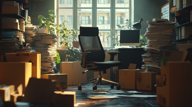 Cluttered workspace overhaul office photography bright environment wide angle productivity focus - Powered by Adobe