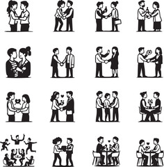 A versatile vector EPS set depicting communication, partnership, and affection