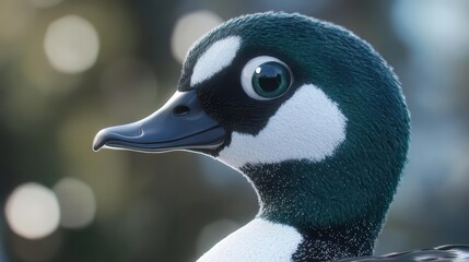 Naklejka premium Cute Cartoon Duckling Closeup