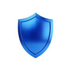 Metallic Blue Shield Emblem Illustration Protection Graphic Safety Icon Guard Symbol on Transparent Background Glossy