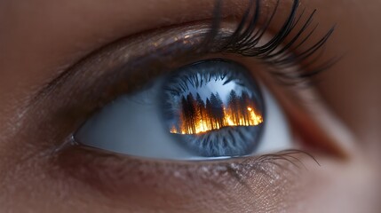 Naklejka premium Intense eye reflection of flames