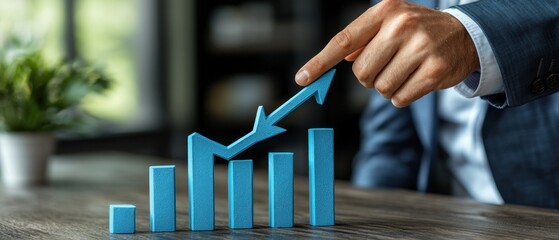 Hand adjusting upward trend on bar graph