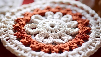 Intricate Handcrafted Macrame Art Featuring Earthy Tones and Floral Patterns in Close-Up View