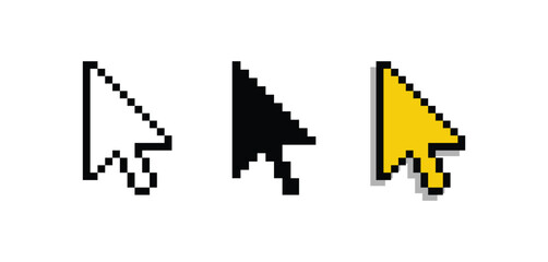 Set Arrow Pointer Pixel Style Icons