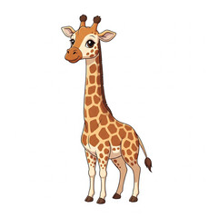 Cute Cartoon Giraffe on White Background
