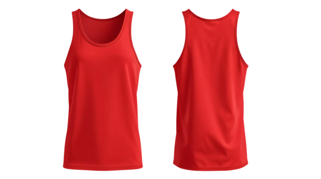 Red tank top in front and back view, mockup isolated on transparent background - Powered by Adobe