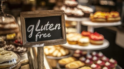 Fototapeta premium Gluten-Free Sign in a Cake Shop