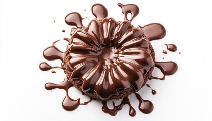 Bakery Style Dark Chocolate Dessert on white background

