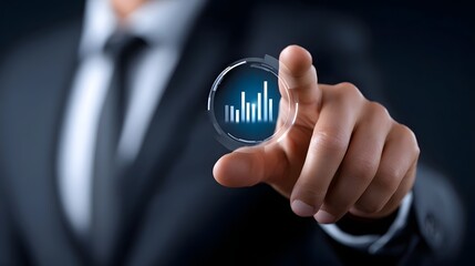 Business data analytics and financial reporting on digital display