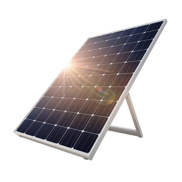Innovative solar panel technology with sunlight reflecting on efficient cells for energy on transparent background
