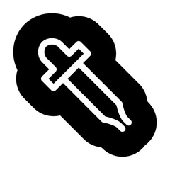 Line icon of a dropper tool, used in medical labs or science experiments.
