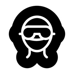 Line icon of a medical worker with safety goggles.